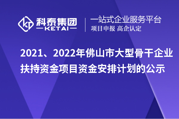 2021、2022年佛山市大型骨干企業(yè)扶持資金項目資金安排計劃的公示
