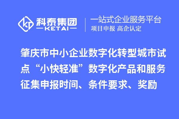 肇慶市省級(jí)中小企業(yè)數(shù)字化轉(zhuǎn)型城市試點(diǎn)“小快輕準(zhǔn)”數(shù)字化產(chǎn)品和服務(wù)征集申報(bào)時(shí)間、條件要求、扶持獎(jiǎng)勵(lì)