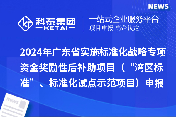 2024年廣東省實(shí)施標(biāo)準(zhǔn)化戰(zhàn)略專項(xiàng)資金獎(jiǎng)勵(lì)性后補(bǔ)助項(xiàng)目（“灣區(qū)標(biāo)準(zhǔn)”、標(biāo)準(zhǔn)化試點(diǎn)示范項(xiàng)目）申報(bào)時(shí)間、條件要求