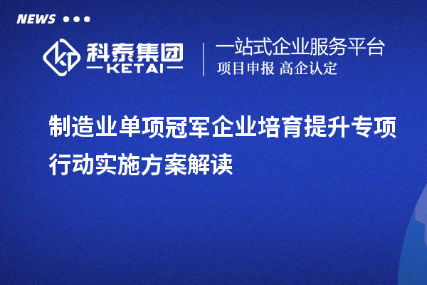 制造業(yè)單項(xiàng)冠軍企業(yè)培育提升專項(xiàng)行動實(shí)施方案解讀