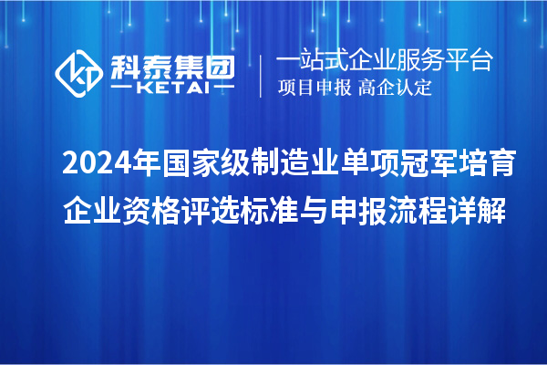 2024年國家級制造業(yè)單項(xiàng)冠軍培育企業(yè)資格評選標(biāo)準(zhǔn)與申報(bào)流程詳解
