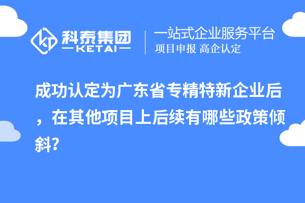 成功認(rèn)定為廣東省專精特新企業(yè)后，在其他項目上后續(xù)有哪些政策傾斜？