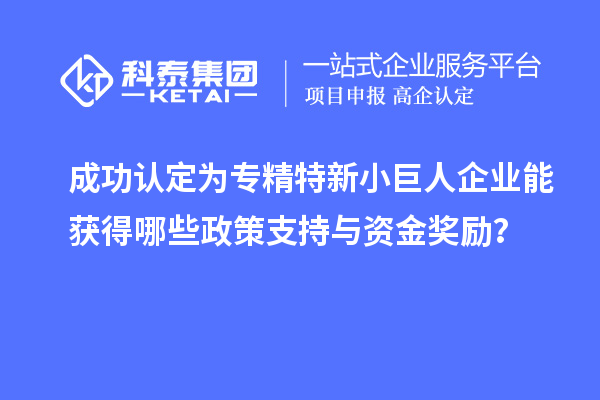成功認(rèn)定為專(zhuān)精特新小巨人企業(yè)能獲得哪些政策支持與資金獎(jiǎng)勵(lì)？