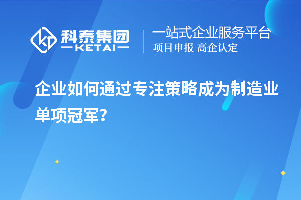 企業(yè)如何通過專注策略成為制造業(yè)單項(xiàng)冠軍？