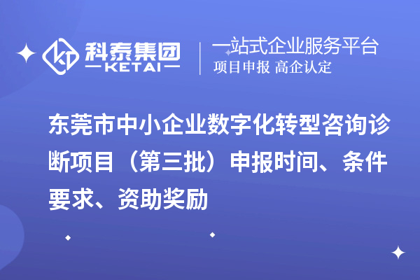 東莞市中小企業(yè)數(shù)字化轉(zhuǎn)型咨詢診斷項目（第三批）申報時間、條件要求、資助獎勵
