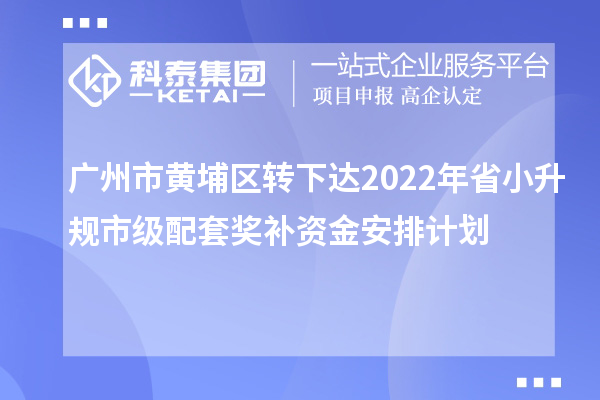 廣州市黃埔區(qū)轉(zhuǎn)下達(dá)2022年省小升規(guī)市級(jí)配套獎(jiǎng)補(bǔ)資金安排計(jì)劃