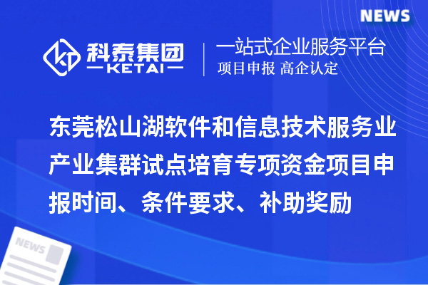 東莞松山湖軟件和信息技術(shù)服務(wù)業(yè)產(chǎn)業(yè)集群試點(diǎn)培育專項(xiàng)資金項(xiàng)目申報(bào)時(shí)間、條件要求、補(bǔ)助獎(jiǎng)勵(lì)
