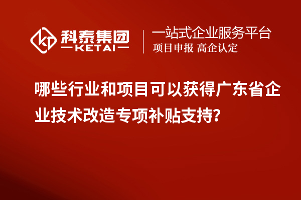 哪些行業(yè)和項(xiàng)目可以獲得廣東省企業(yè)技術(shù)改造專項(xiàng)補(bǔ)貼支持？