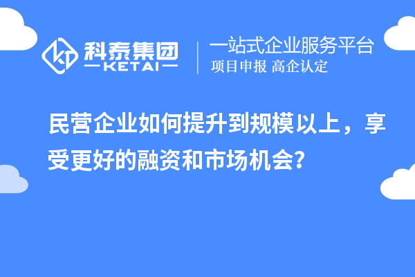 民營企業(yè)如何提升到規(guī)模以上，享受更好的融資和市場機(jī)會？