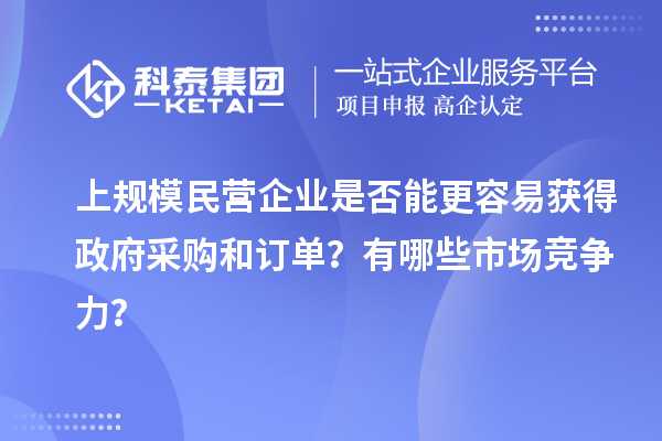 上規(guī)模民營企業(yè)是否能更容易獲得政府采購和訂單？有哪些市場競爭力？