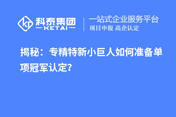 揭秘：專精特新小巨人如何準(zhǔn)備單項(xiàng)冠軍認(rèn)定？