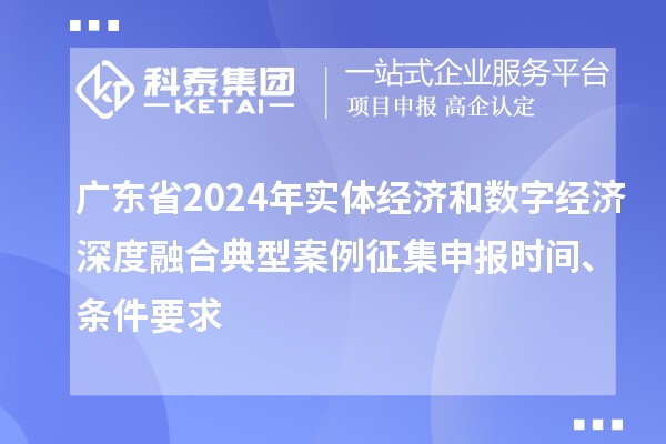 廣東省2024年實體經(jīng)濟和數(shù)字經(jīng)濟深度融合典型案例征集申報時間、條件要求
