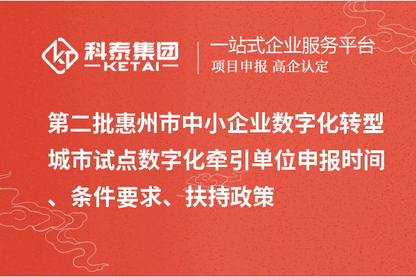 第二批惠州市中小企業(yè)數(shù)字化轉(zhuǎn)型城市試點(diǎn)數(shù)字化牽引單位申報(bào)時(shí)間、條件要求、扶持政策