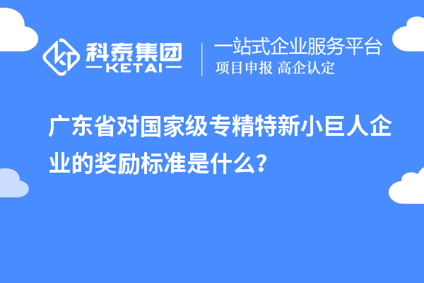 廣東省對國家級專精特新小巨人企業(yè)的獎勵標準是什么？