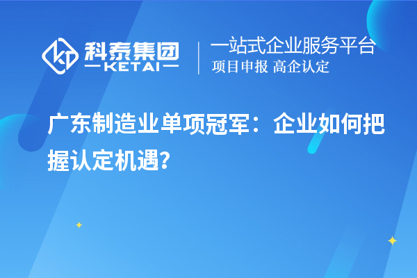廣東制造業(yè)單項(xiàng)冠軍：企業(yè)如何把握認(rèn)定機(jī)遇？