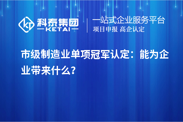 市級(jí)制造業(yè)單項(xiàng)冠軍認(rèn)定：能為企業(yè)帶來(lái)什么？