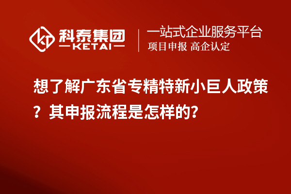 想了解廣東省專(zhuān)精特新小巨人政策？其申報(bào)流程是怎樣的？
