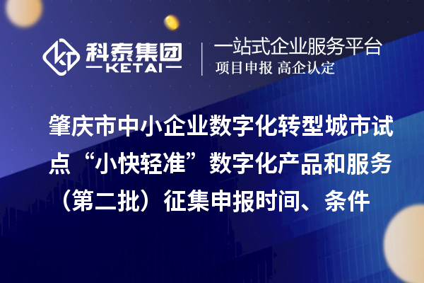 肇慶市中小企業(yè)數(shù)字化轉(zhuǎn)型城市試點“小快輕準(zhǔn)”數(shù)字化產(chǎn)品和服務(wù)（第二批）征集申報時間、條件要求、扶持獎勵