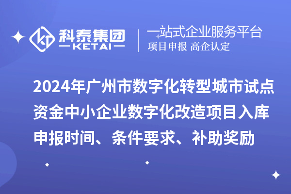 2024年廣州市數(shù)字化轉(zhuǎn)型城市試點專項資金中小企業(yè)數(shù)字化改造項目入庫申報時間、條件要求、補助獎勵