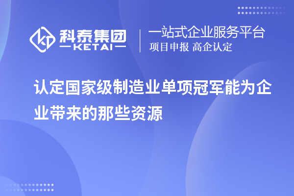 認(rèn)定國(guó)家級(jí)制造業(yè)單項(xiàng)冠軍能為企業(yè)帶來(lái)的那些資源