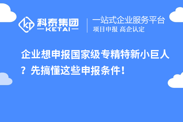 企業(yè)想申報(bào)國(guó)家級(jí)專精特新小巨人？先搞懂這些申報(bào)條件！