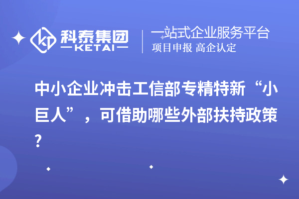 中小企業(yè)沖擊工信部專精特新 “小巨人”，可借助哪些外部扶持政策?