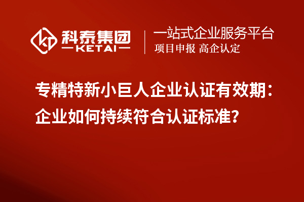 專精特新小巨人企業(yè)認證有效期：企業(yè)如何持續(xù)符合認證標準？