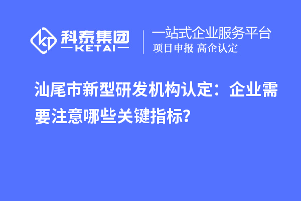 汕尾市新型研發(fā)機構(gòu)認(rèn)定：企業(yè)需要注意哪些關(guān)鍵指標(biāo)？