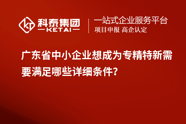 廣東省中小企業(yè)想成為專精特新需要滿足哪些詳細(xì)條件？