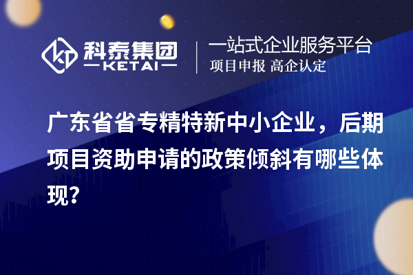 廣東省省專精特新中小企業(yè)，后期項目資助申請的政策傾斜有哪些體現(xiàn)？