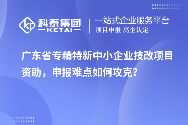廣東省專精特新中小企業(yè)技改項目資助，申報難點(diǎn)如何攻克？