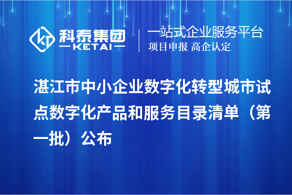 湛江市中小企業(yè)數字化轉型城市試點數字化產品和服務目錄清單（第一批）公布