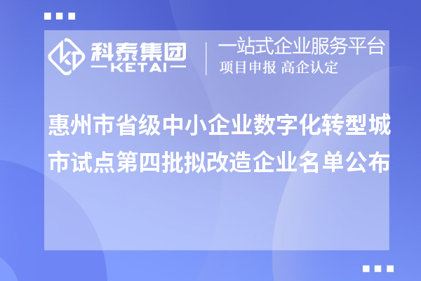 惠州市省級中小企業(yè)數(shù)字化轉(zhuǎn)型城市試點(diǎn)第四批擬改造企業(yè)名單公布