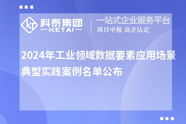 2024年工業(yè)領(lǐng)域數(shù)據(jù)要素應(yīng)用場景典型實(shí)踐案例名單公布
