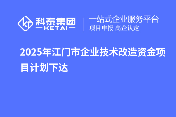 2025年江門市企業(yè)技術(shù)改造資金項目計劃下達(dá)