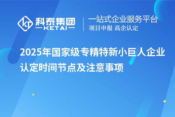 2025年國家級專精特新小巨人企業(yè)認(rèn)定時間節(jié)點(diǎn)及注意事項