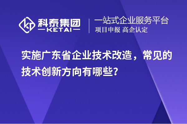 實(shí)施廣東省企業(yè)技術(shù)改造，常見的技術(shù)創(chuàng)新方向有哪些？