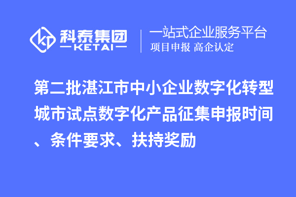 第二批湛江市中小企業(yè)數(shù)字化轉(zhuǎn)型城市試點(diǎn)數(shù)字化產(chǎn)品征集申報(bào)時(shí)間、條件要求、扶持獎(jiǎng)勵(lì)