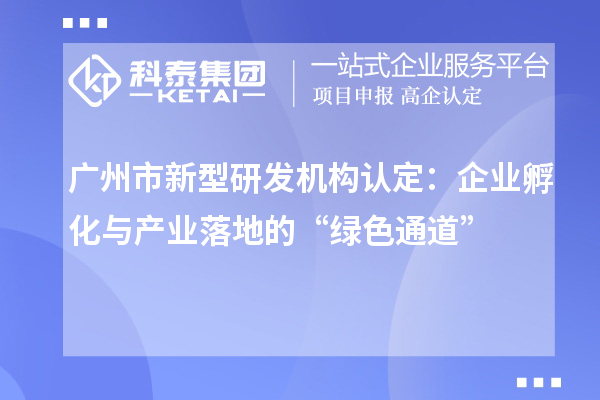 廣州市新型研發(fā)機構(gòu)認(rèn)定：企業(yè)孵化與產(chǎn)業(yè)落地的“綠色通道”