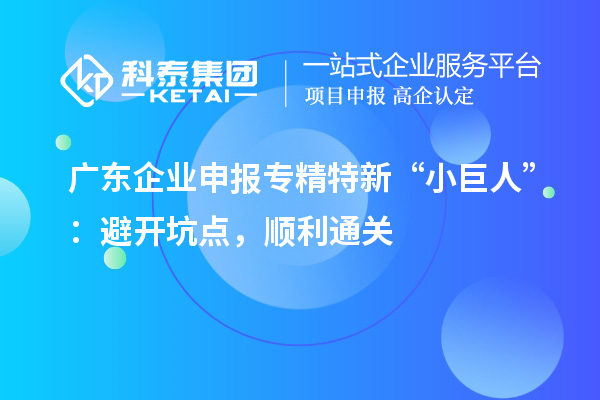 廣東企業(yè)申報專精特新 “小巨人”：避開坑點(diǎn)，順利通關(guān)