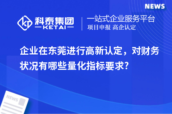 企業(yè)在東莞進行高新認(rèn)定，對財務(wù)狀況有哪些量化指標(biāo)要求?