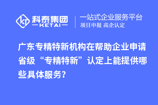 廣東專精特新機(jī)構(gòu)在幫助企業(yè)申請省級 “專精特新” 認(rèn)定上能提供哪些具體服務(wù)？