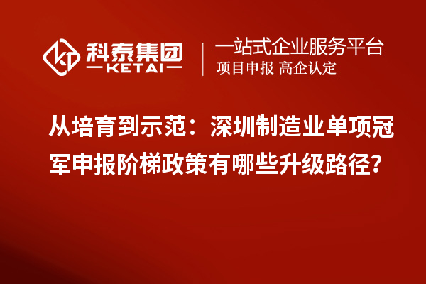 從培育到示范：深圳制造業(yè)單項冠軍申報階梯政策有哪些升級路徑？