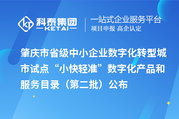 肇慶市省級中小企業(yè)數(shù)字化轉型城市試點“小快輕準”數(shù)字化產品和服務目錄（第二批）公布
