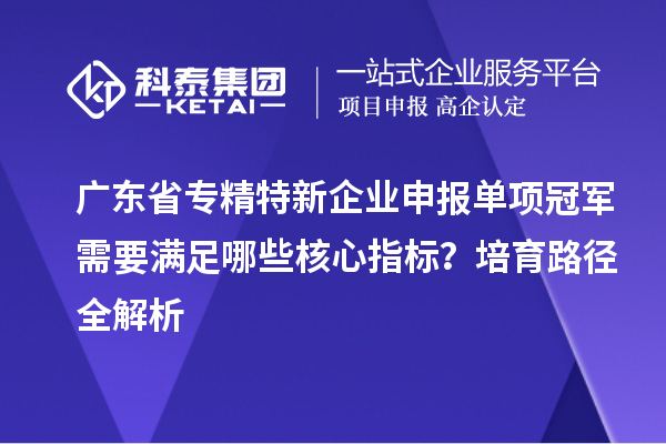 廣東省專精特新企業(yè)申報單項冠軍需要滿足哪些核心指標？培育路徑全解析