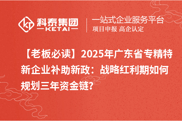 【老板必讀】2025年廣東省專(zhuān)精特新企業(yè)補(bǔ)助新政：戰(zhàn)略紅利期如何規(guī)劃三年資金鏈？