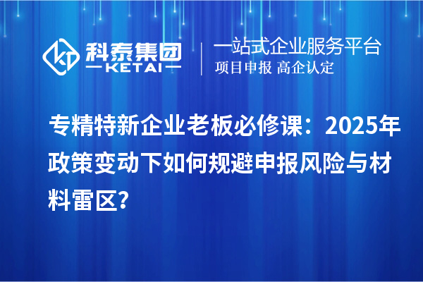 專(zhuān)精特新企業(yè)老板必修課：2025年政策變動(dòng)下如何規(guī)避申報(bào)風(fēng)險(xiǎn)與材料雷區(qū)？