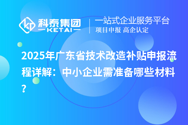 2025年廣東省技術(shù)改造補(bǔ)貼申報(bào)流程詳解：中小企業(yè)需準(zhǔn)備哪些材料？