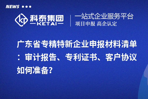 廣東省專精特新企業(yè)申報材料清單：審計報告、專利證書、客戶協(xié)議如何準備？