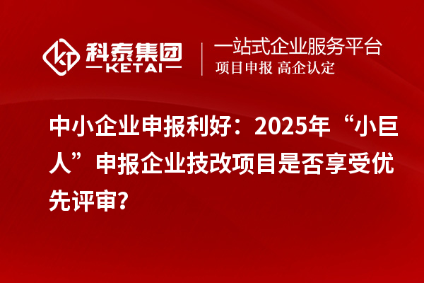 中小企業(yè)申報(bào)利好：2025年“小巨人”申報(bào)企業(yè)技改項(xiàng)目是否享受優(yōu)先評審？